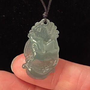 Icy Green Jadeite Jade Pendant Pig? GOAT? Translucent Green Jade